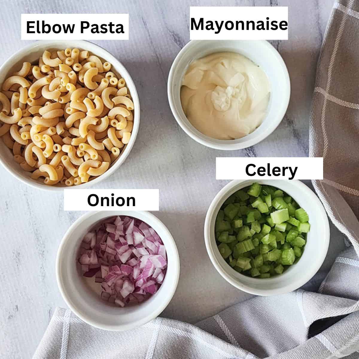 a picture of macaroni salad ingredients
