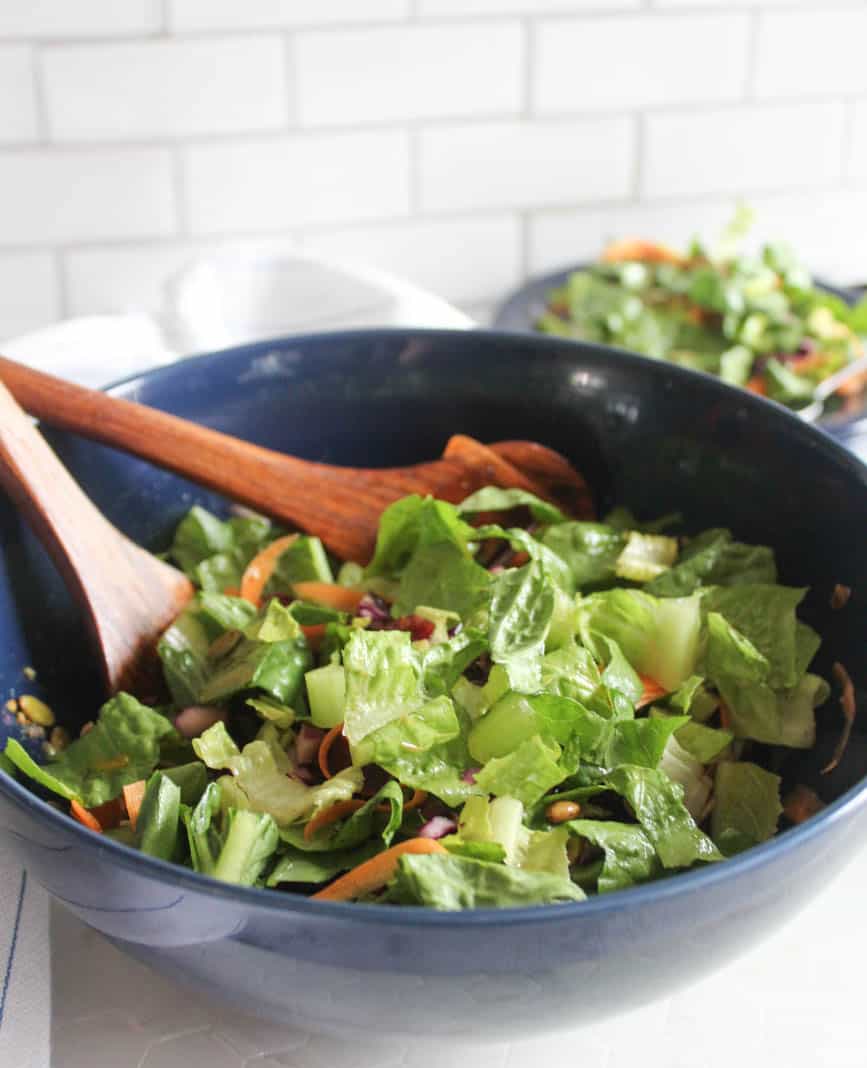 a picture of romaine salad in a bowl