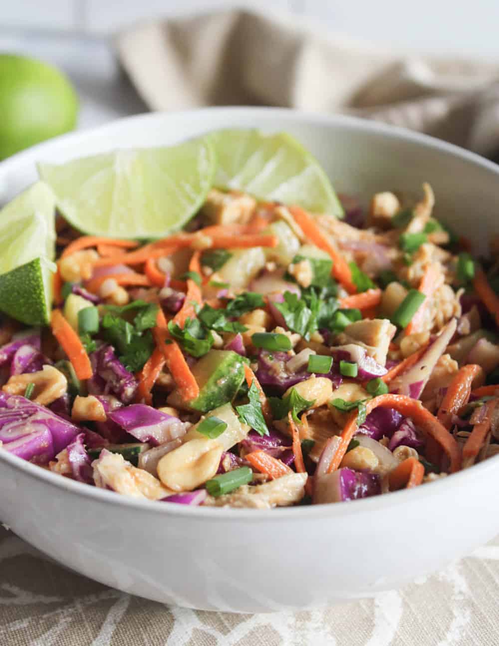 Thai Chicken Mason Jar Salad with Spicy Peanut Dressing