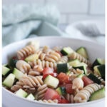 a close up picture of 4 ingredient pasta salad