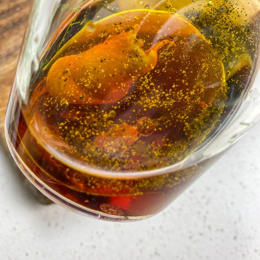 salad dressing ingredients in a glass jar